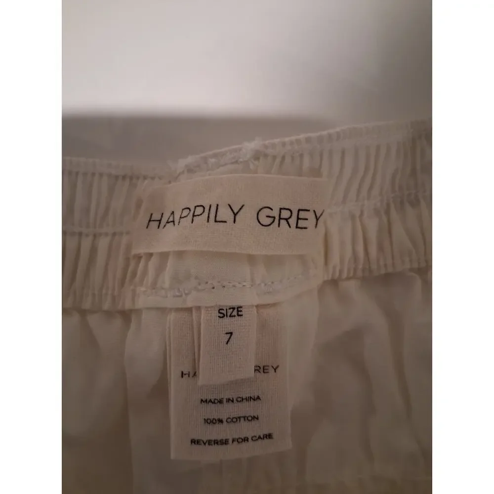 HAPPILY GREY Women's Cotton Cargo Pants Off White Cream Size 7 Utility Baggy Y2K